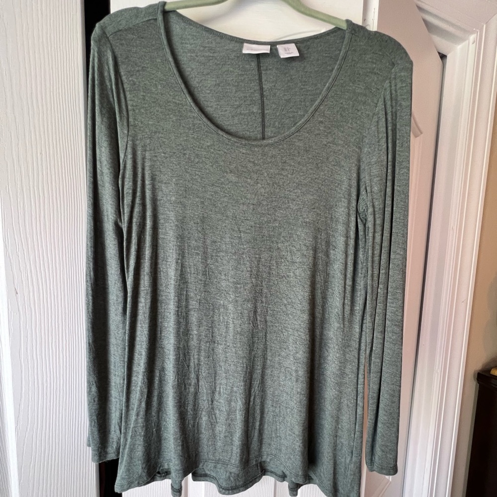 Kenar Heather Green Scoop Neck Long Sleeve Top Size Small